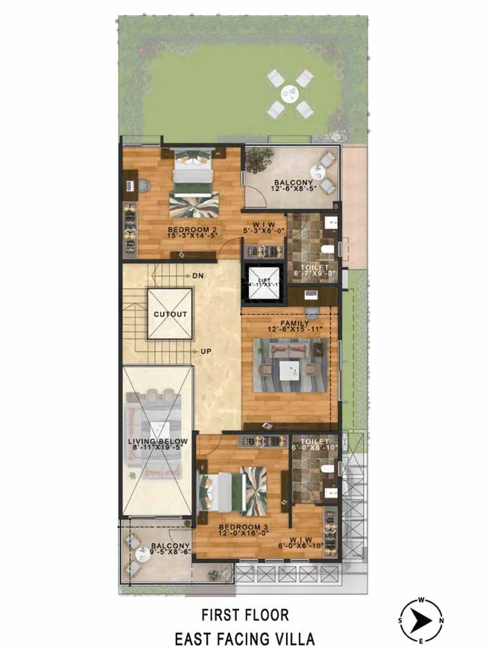 Bluebell east facing villa, first floor plan