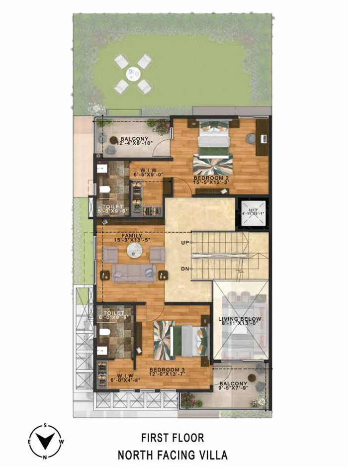 Carnation north facing villa, first floor plan