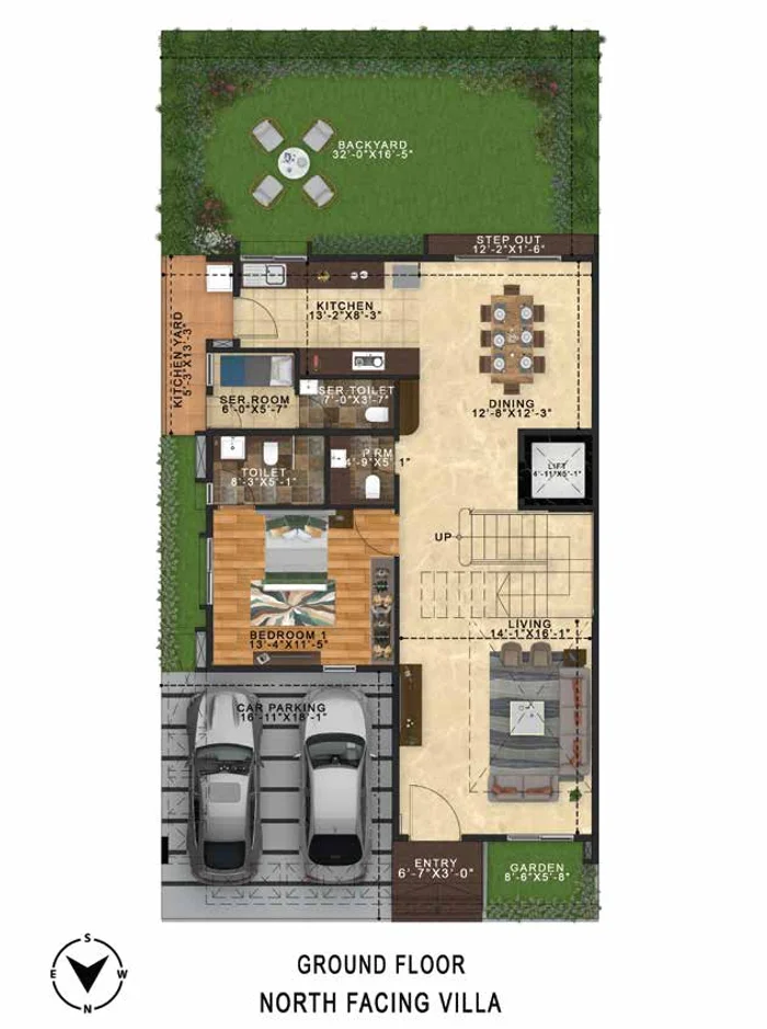 Carnation north facing villa, ground floor plan