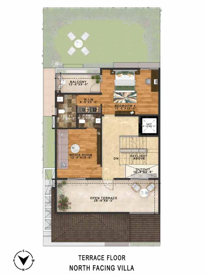 Carnation north facing villa, second floor plan